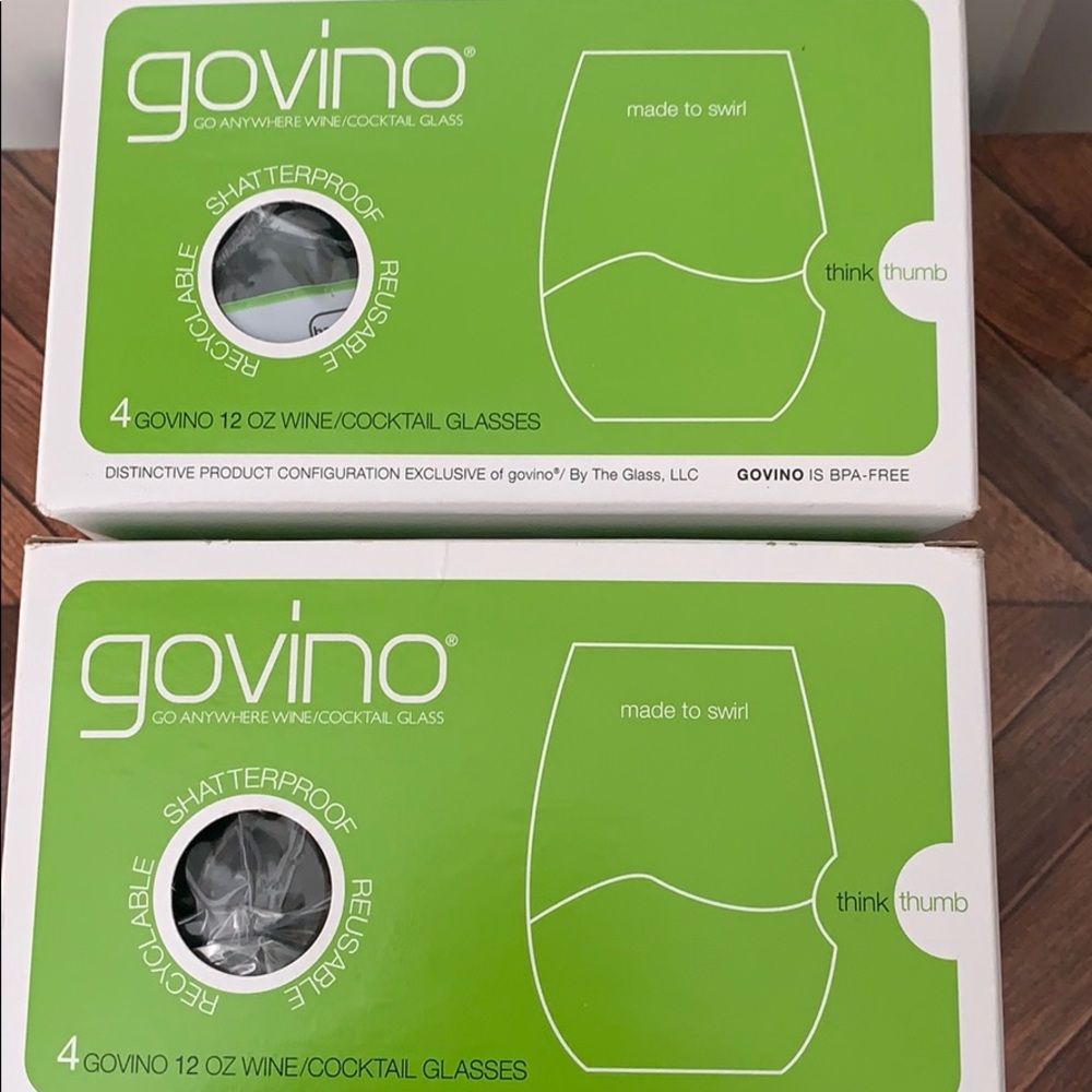 Govino Clear Shatterproof Stemless Reusable Thumb Notched 5" Glasses - 2 Boxes